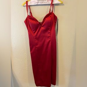 Bebe red satin dress